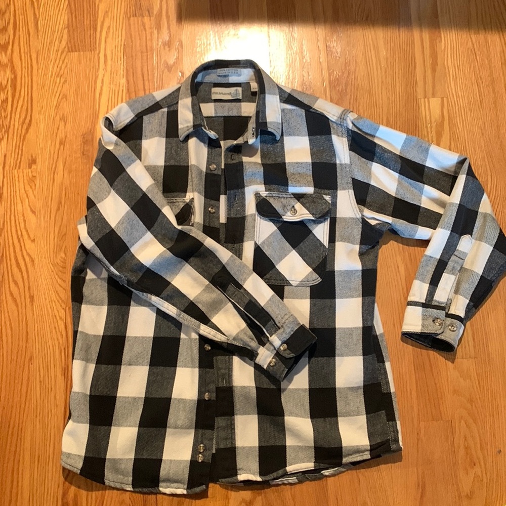 Plaid black and white shirt